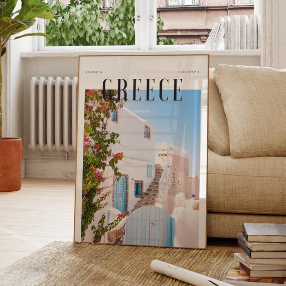 Greece Europe Modern Travel Wall Art Design Color Print Wanderlust Decor Home Office Lover Gift