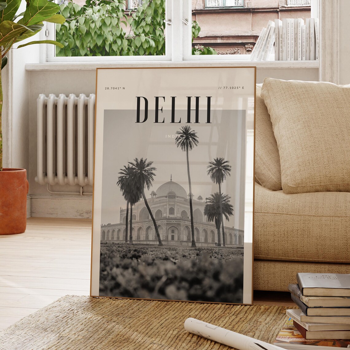 Delhi India Modern Travel Poster, Wanderlust Decor