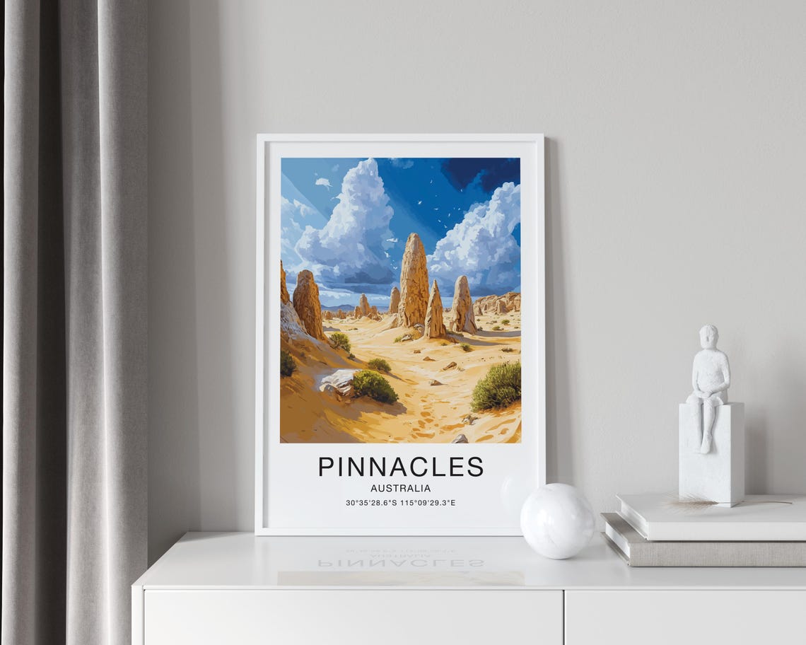 Pinnacles Australia Travel Poster Limestone Pillars Desert Sky Artwork - Image 4
