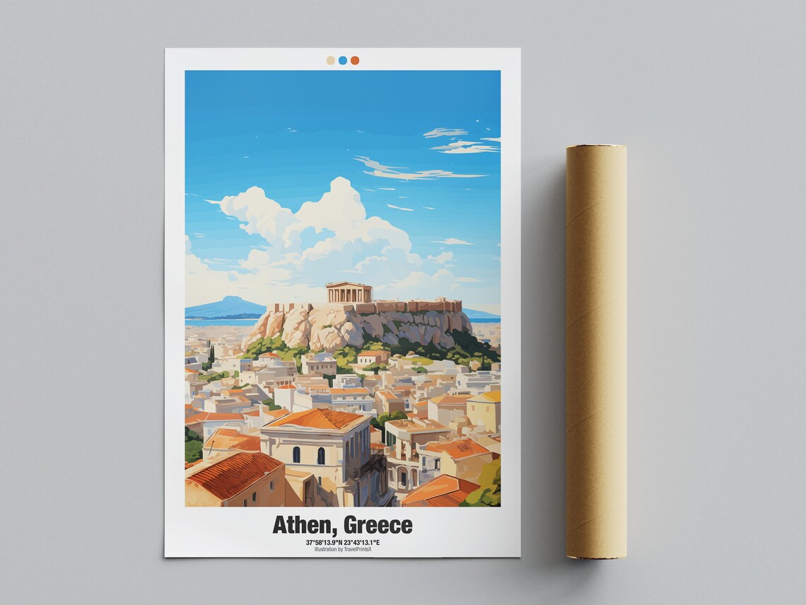 Athens Greece Acropolis Parthenon Ancient Citadel Hill Ruins Travel Poster