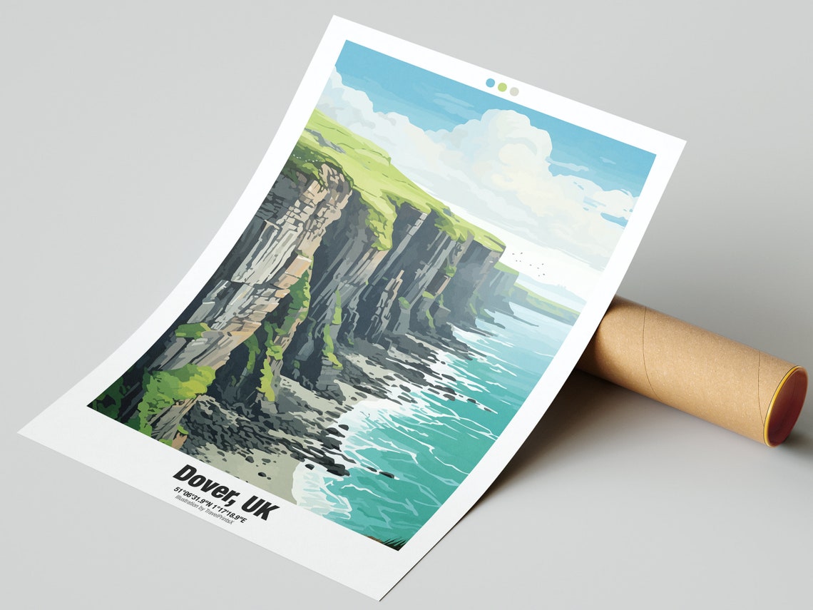 Dover UK White Cliffs of Dover Chalk Coast Seaside Travel Poster - Image 2