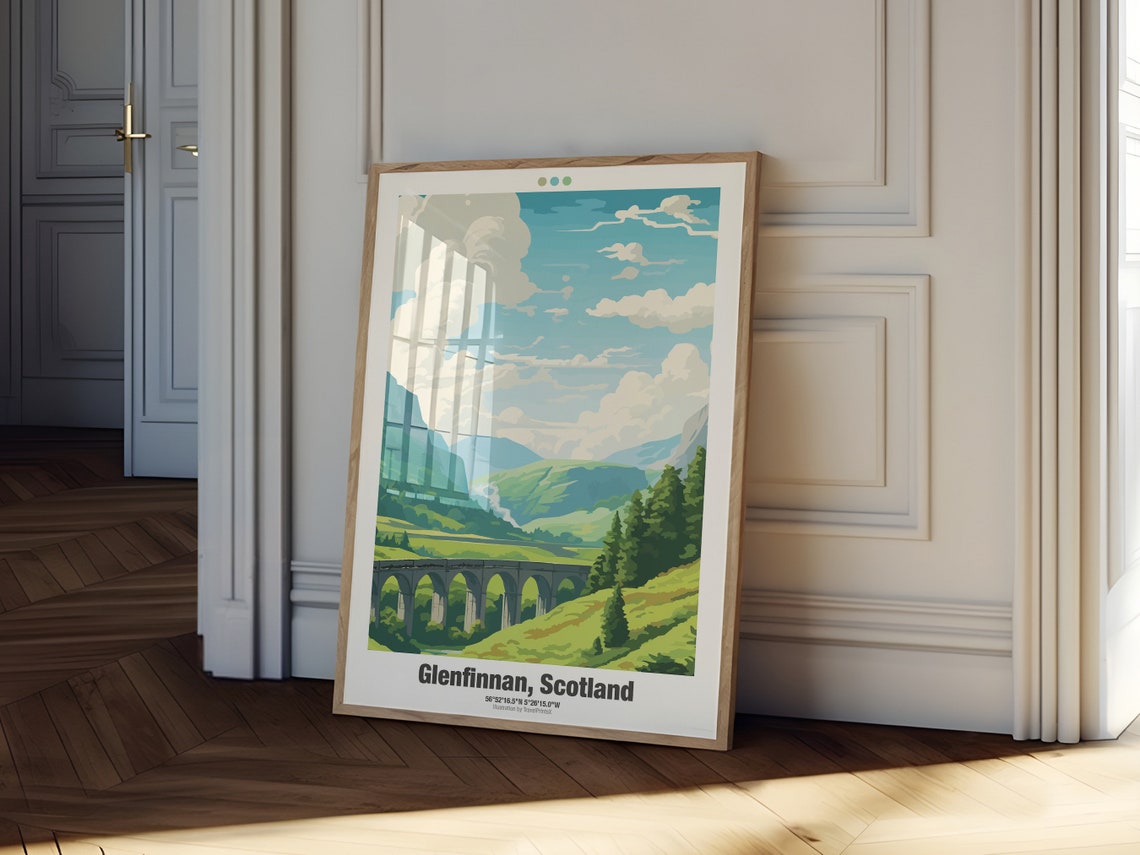 Glenfinnan Travel Poster Scotland Travel Poster United Kingdom Travel Art Poster - Image 2