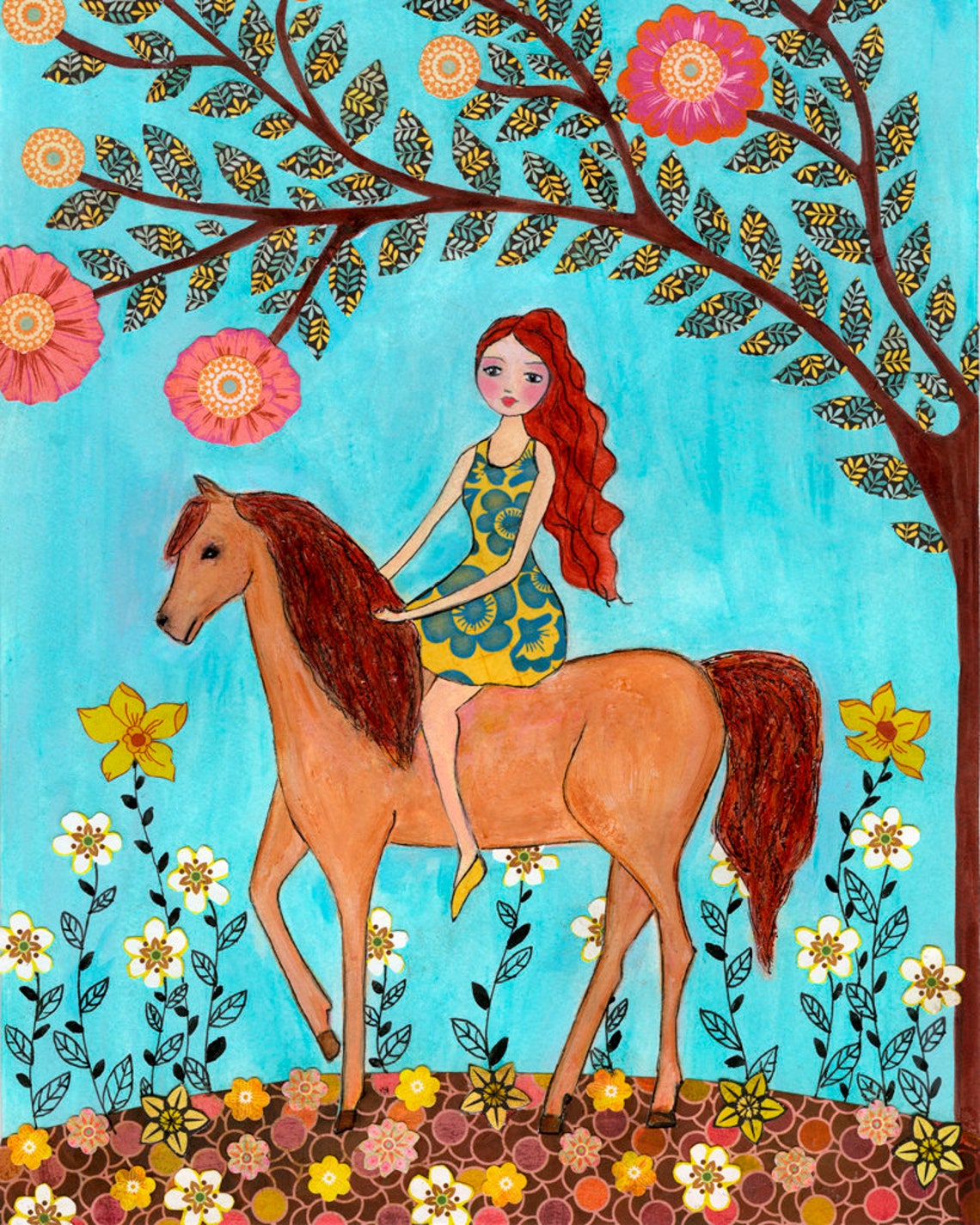 Horse Print Horse Art Print Girl And Horse Painting Children Wall Art Kids Wall Art Girls Nursery Wall Art Horse Nursery Horse Decor