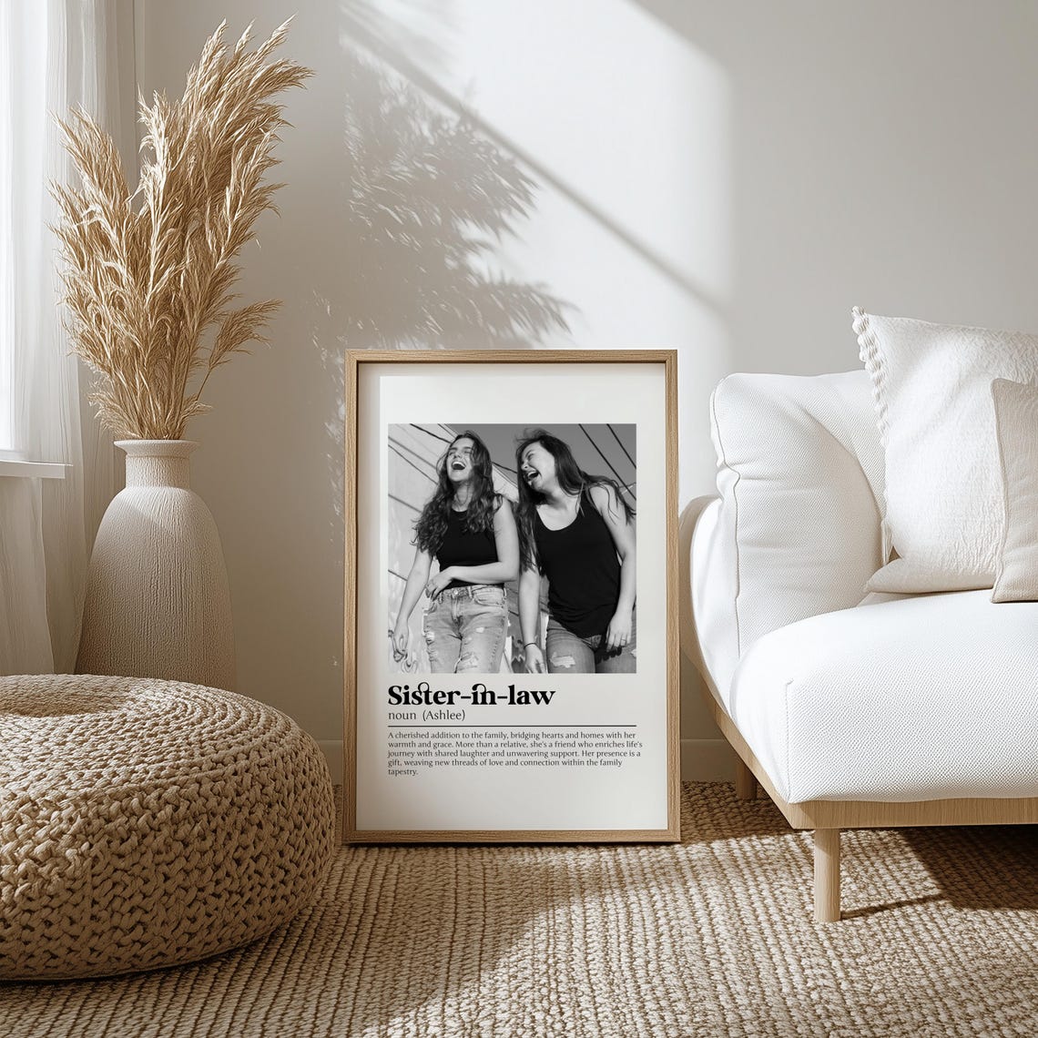 Sister-in-Law Definition Poster with Laughing Sisters Photo Gift