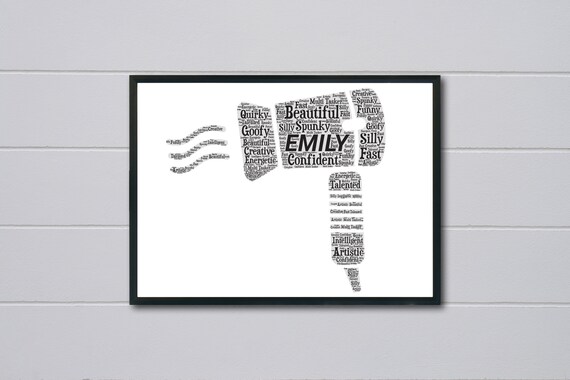 Hair Dryer Word Art Emily Personalised Hairdresser Gift Poster