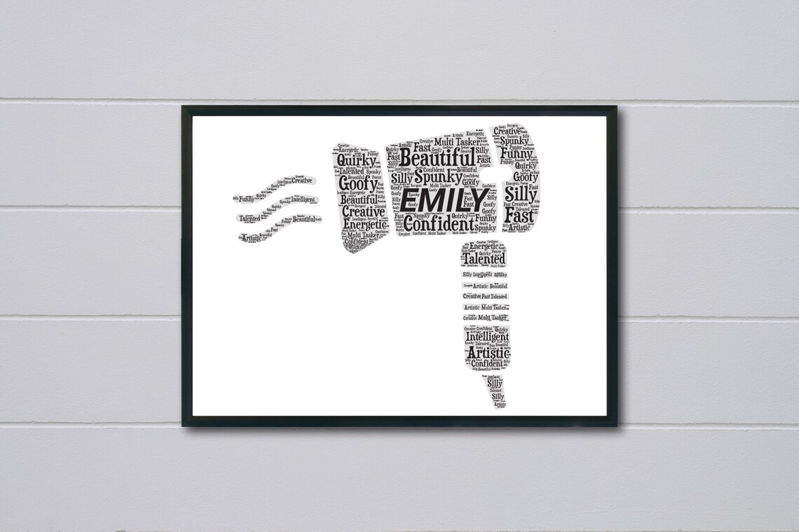 Hair Dryer Word Art Emily Personalised Hairdresser Gift Poster