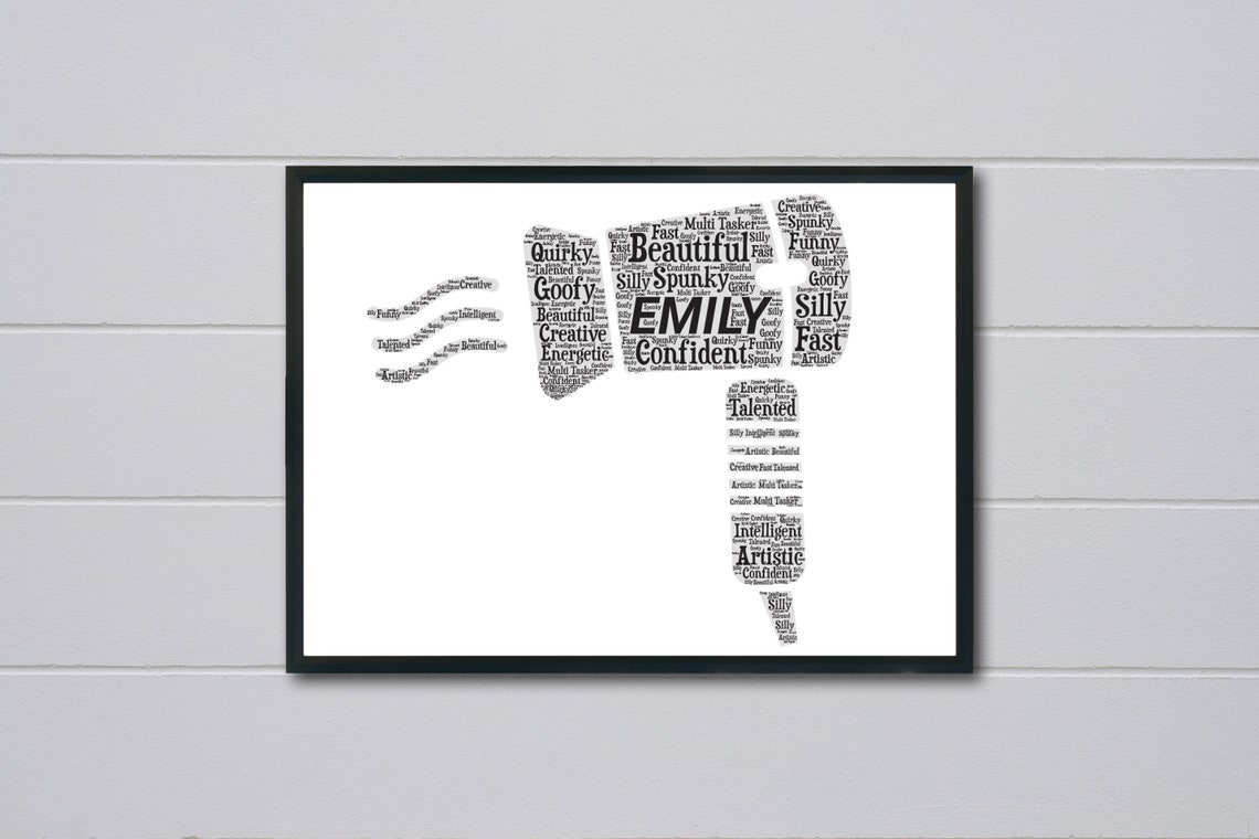 Personalised Hair Dryer Print Custom Word Wall Art Hairdresser Hair Stylist Thank You Birthday Gifts For Her Him Men Women