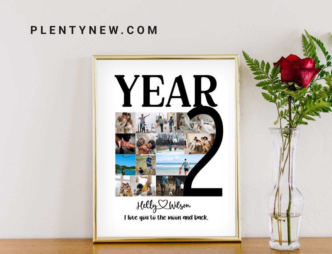 Year Two Photo Collage Holly Wilson Anniversary Love Memory Poster