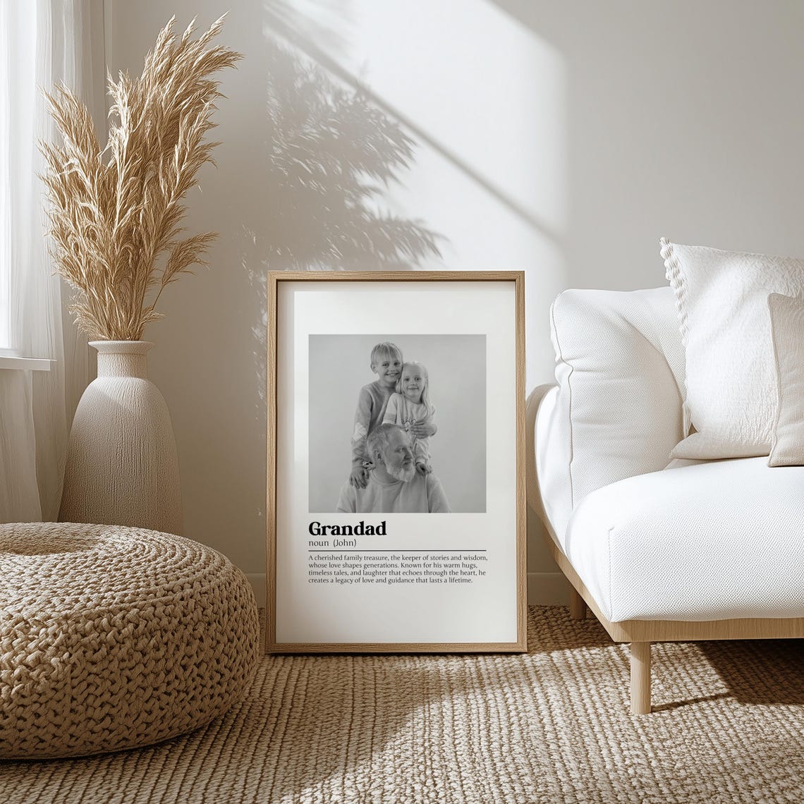 Grandad Definition Poster with Grandfather Grandkids Photo Gift