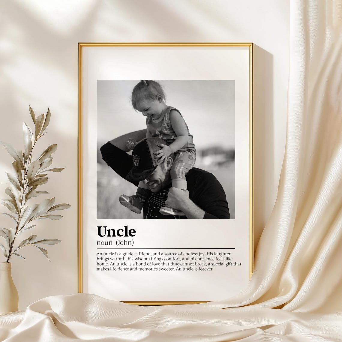 Uncle Definition Poster with Playful Man and Toddler Photo Gift
