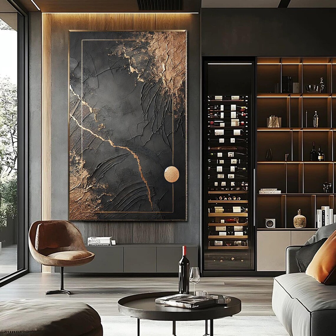 Black Gold Abstract, Modern Minimalist Wall Art - Image 2