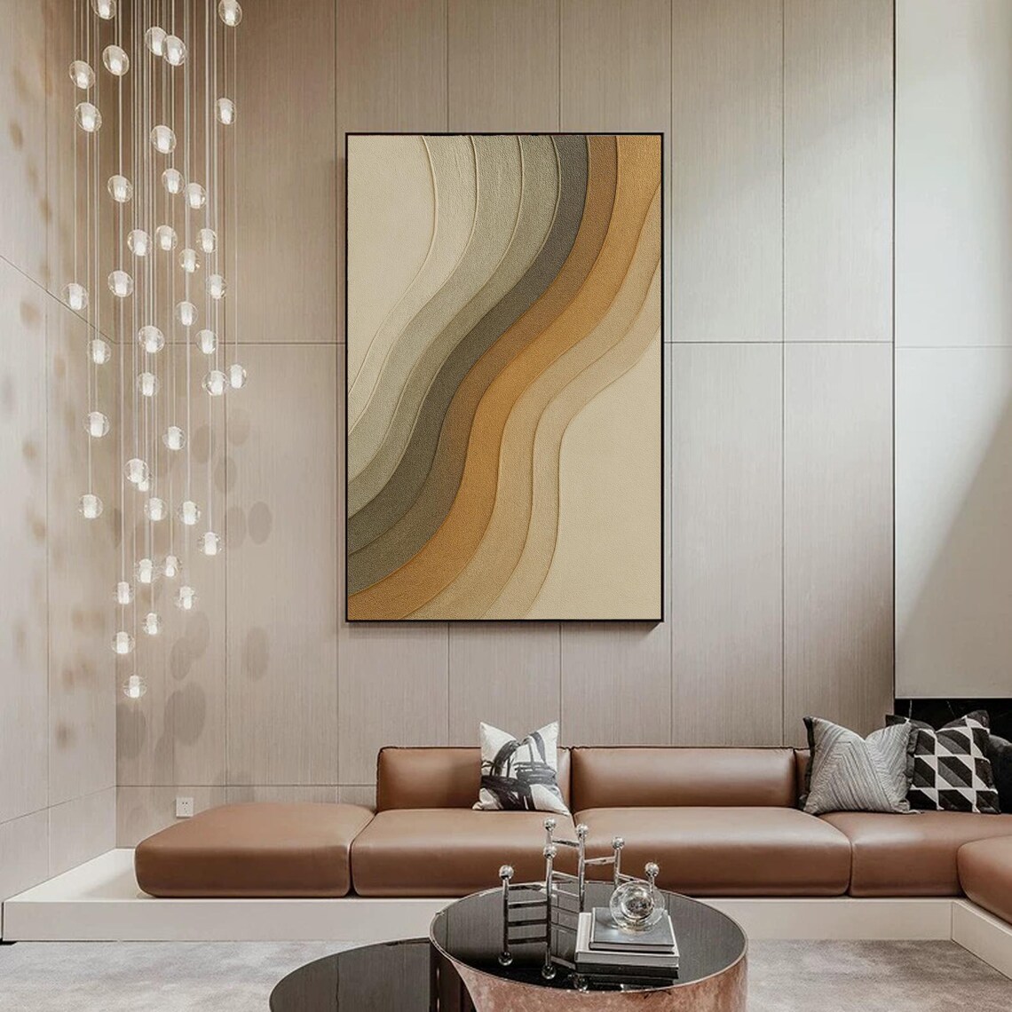 Minimalist Wavy Abstract, Textured Earth Tone Painting - Image 2