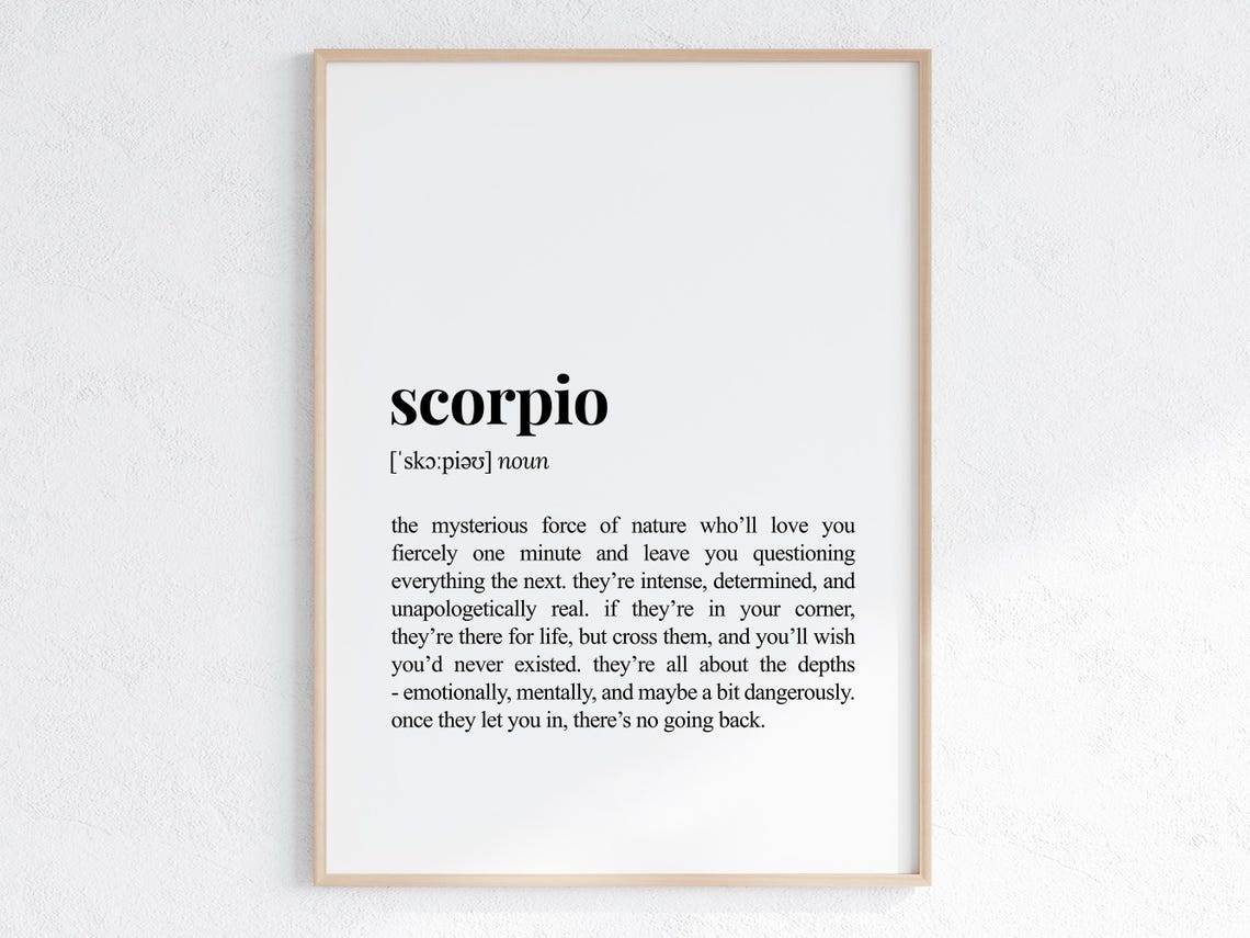 Scorpio Zodiac Sign Funny Astrology Definition Dictionary Poster