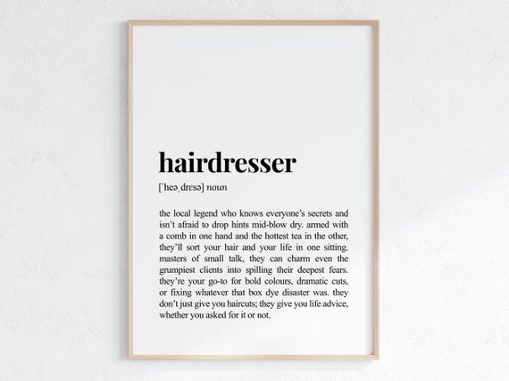 Hairdresser Funny Definition Print Sassy Gift For Coworker Sarcastic Dictionary Poster New Job