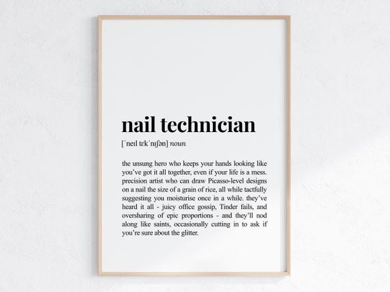 Nail Technician Funny Definition Print Sassy Gift For Coworker Sarcastic Dictionary Poster New Job