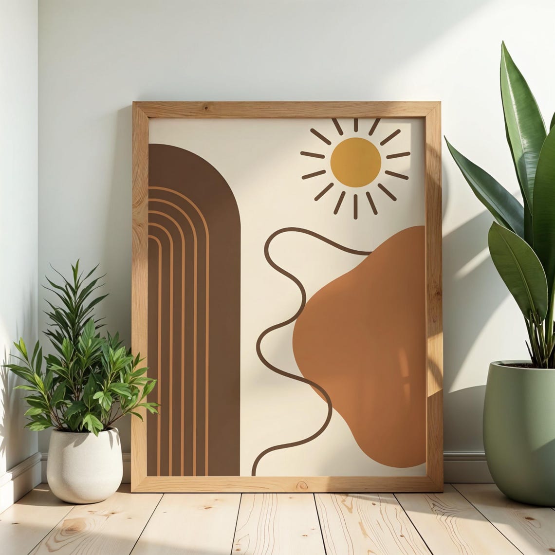 Boho Sun Wall Art Minimalist Line Print