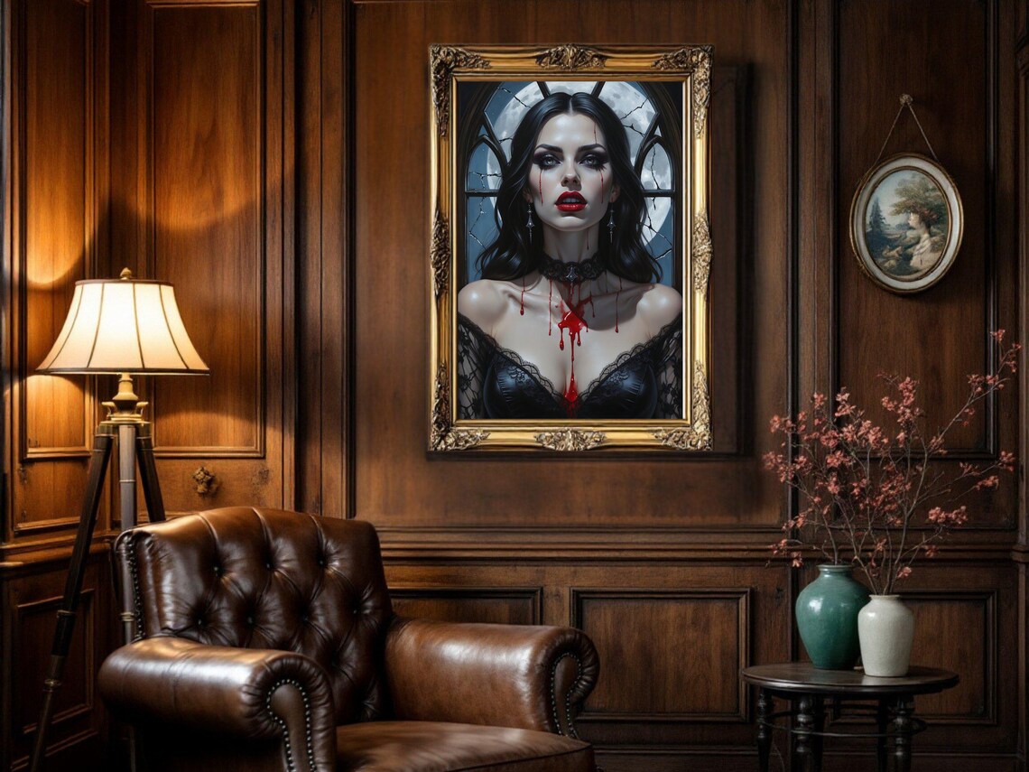 Gothic Vampire Woman, Dark Fantasy Portrait - Image 3