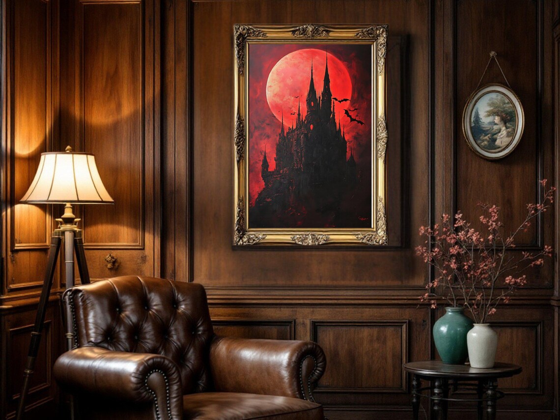 Spooky Castle Gothic Halloween Decor, Dark Art Print - Image 3