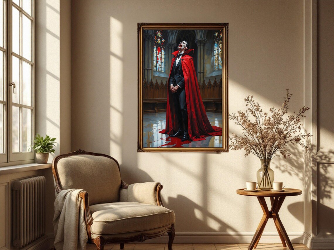 Gothic Vampire Dracula Blood Lust Painting, Horror Art - Image 2