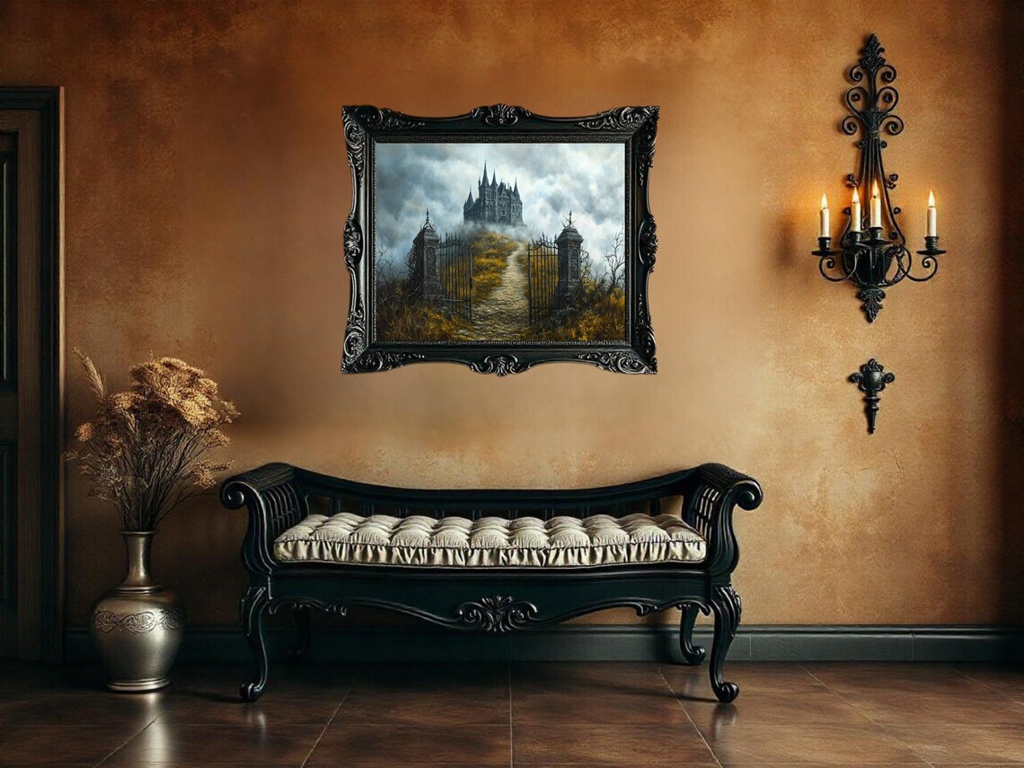 Spooky Castle Gothic Landscape, Halloween Artwork - Image 2