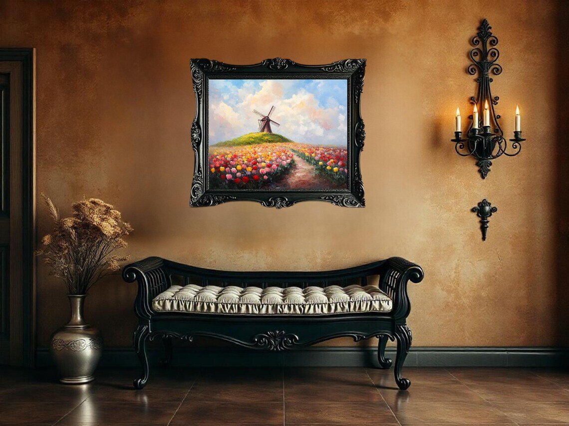 Windmill Field Landscape, Rustic Farmhouse Decor - Image 3