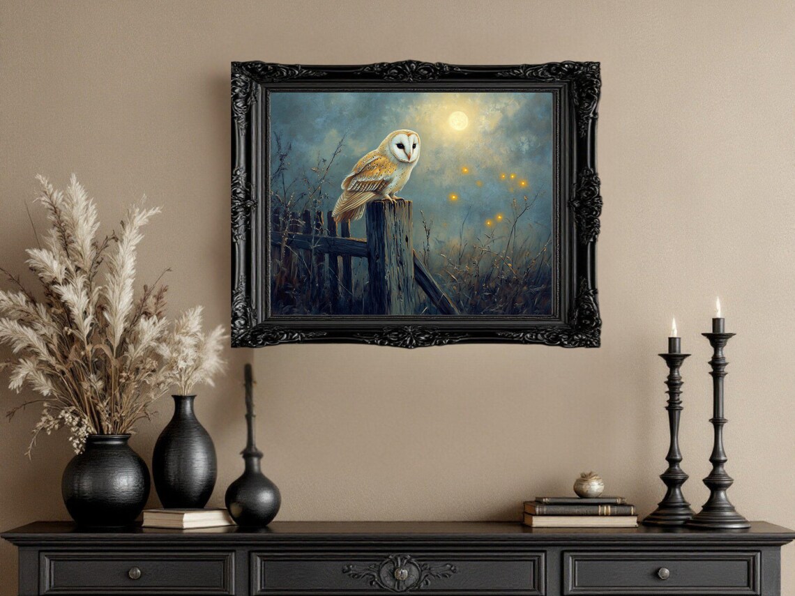 Owl Wall Art Print, Rustic Barn Owl Decor - Image 3