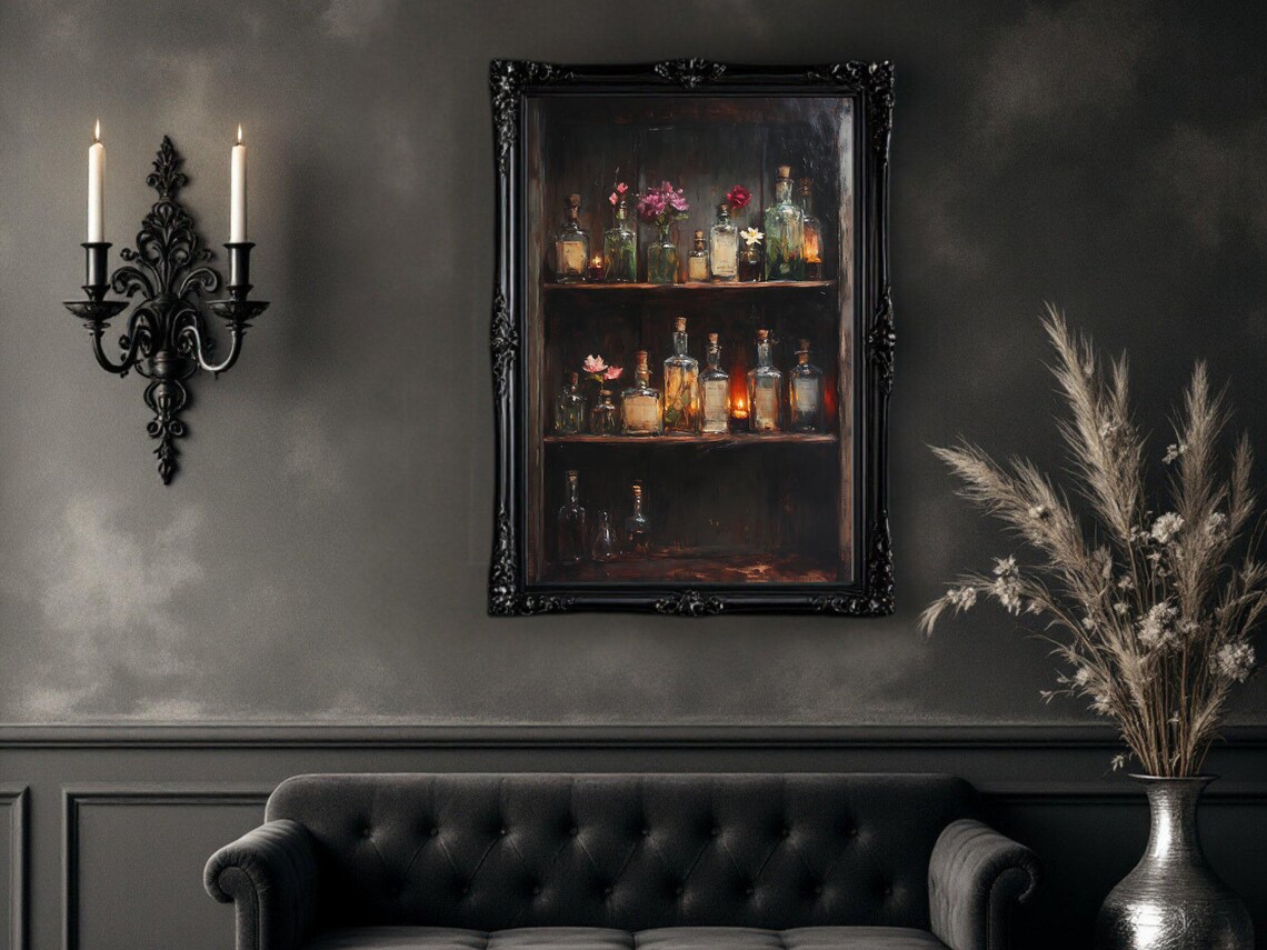 Vintage Apothecary Shelf, Botanical Farmhouse Kitchen Decor - Image 2
