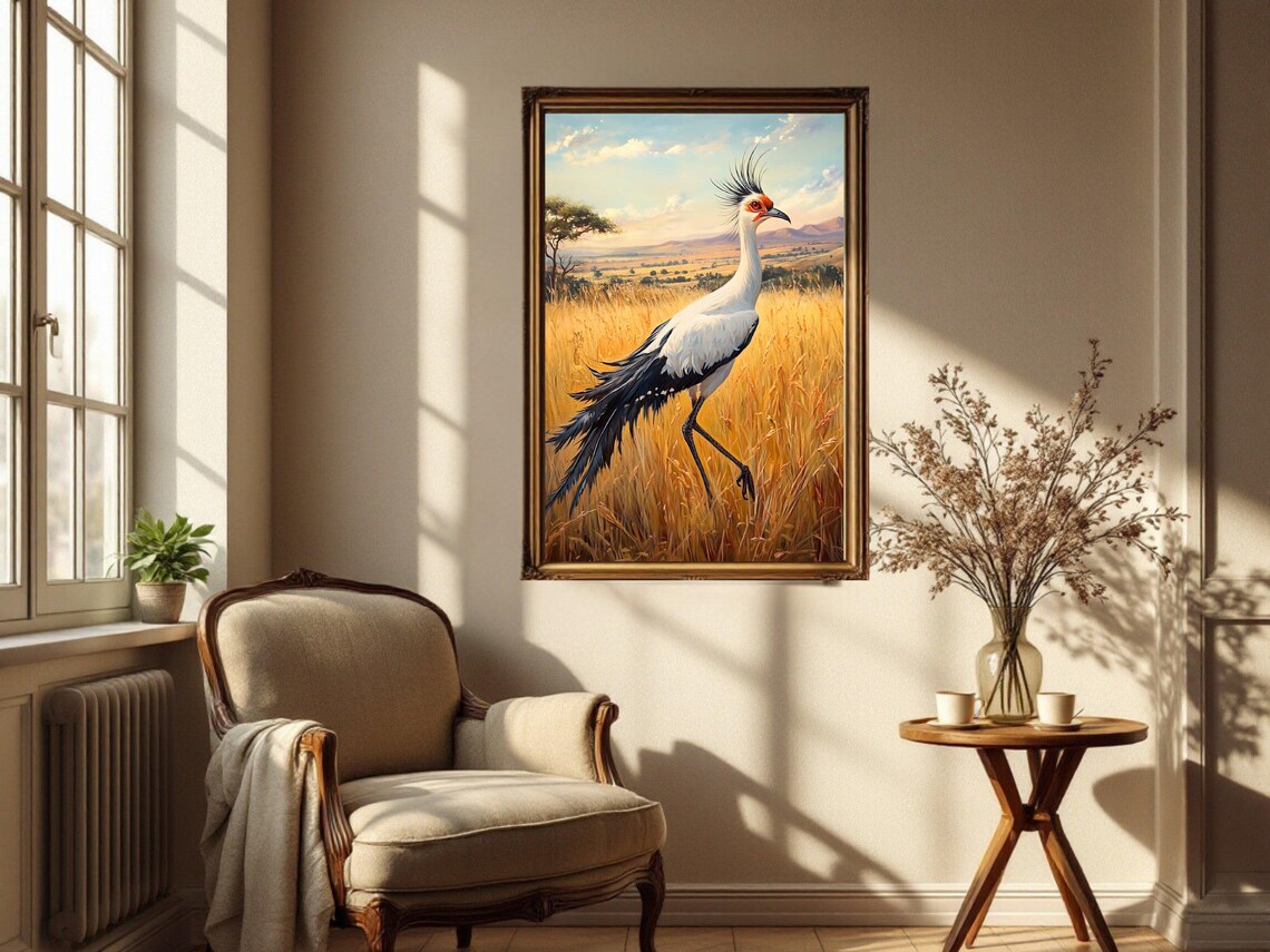 Secretary Bird Wildlife Artwork, African Nature Decor - Image 2