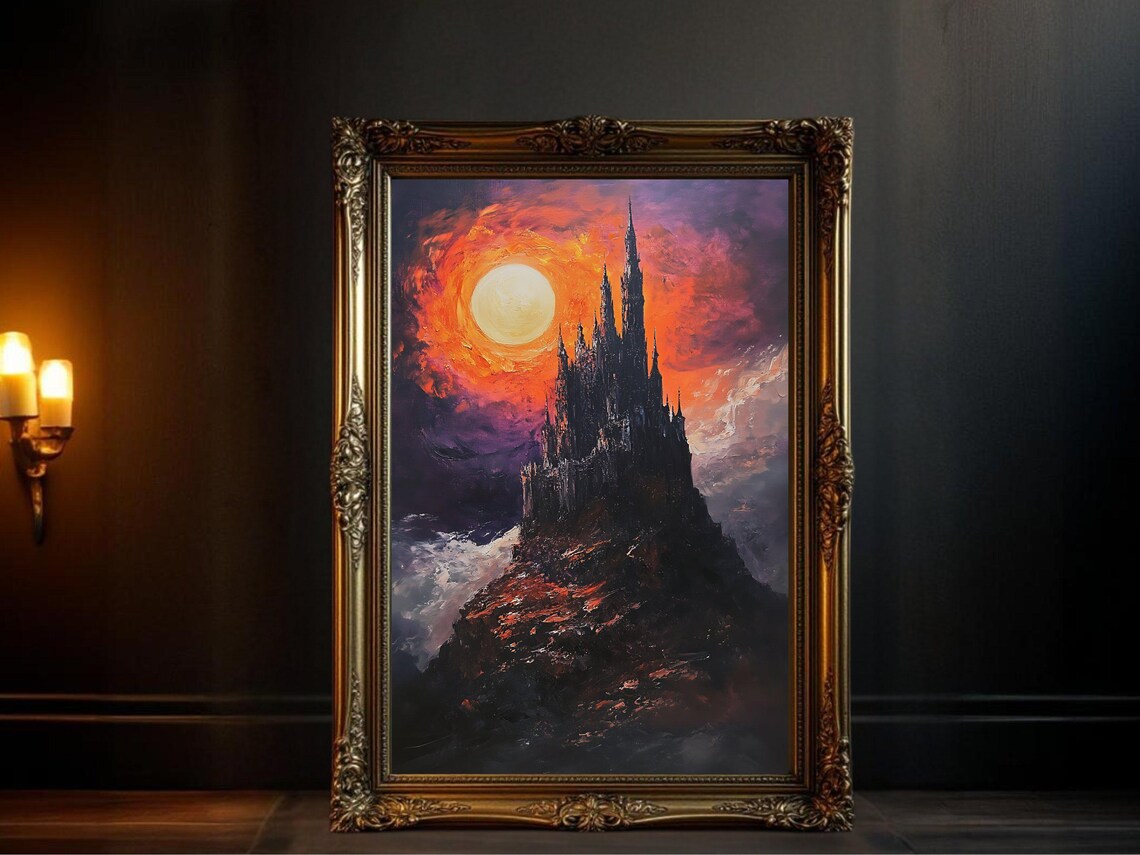 Gothic Castle Dark Fantasy Landscape Art Print