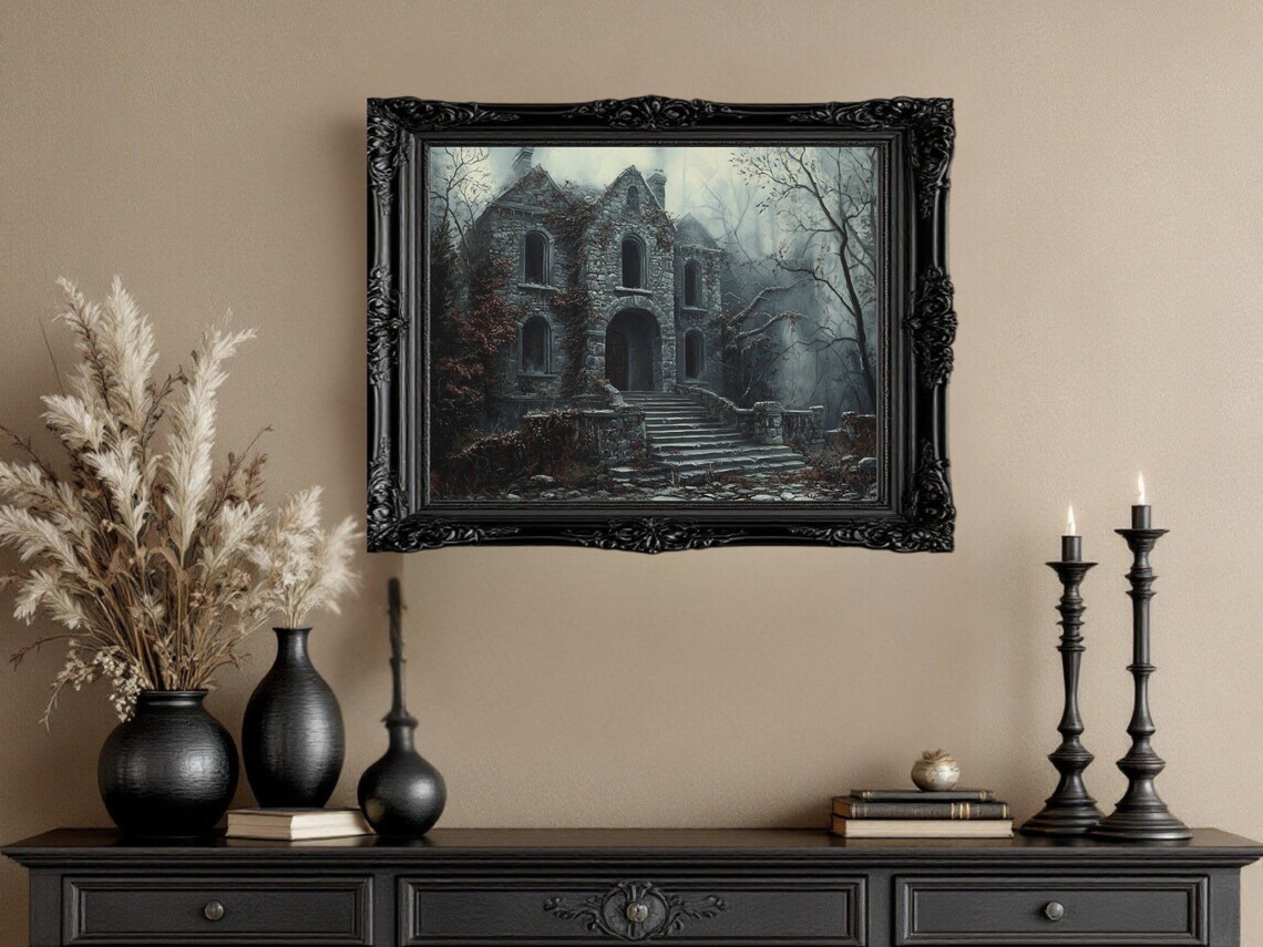 Haunted Mansion Gothic Halloween Art Print - Image 3
