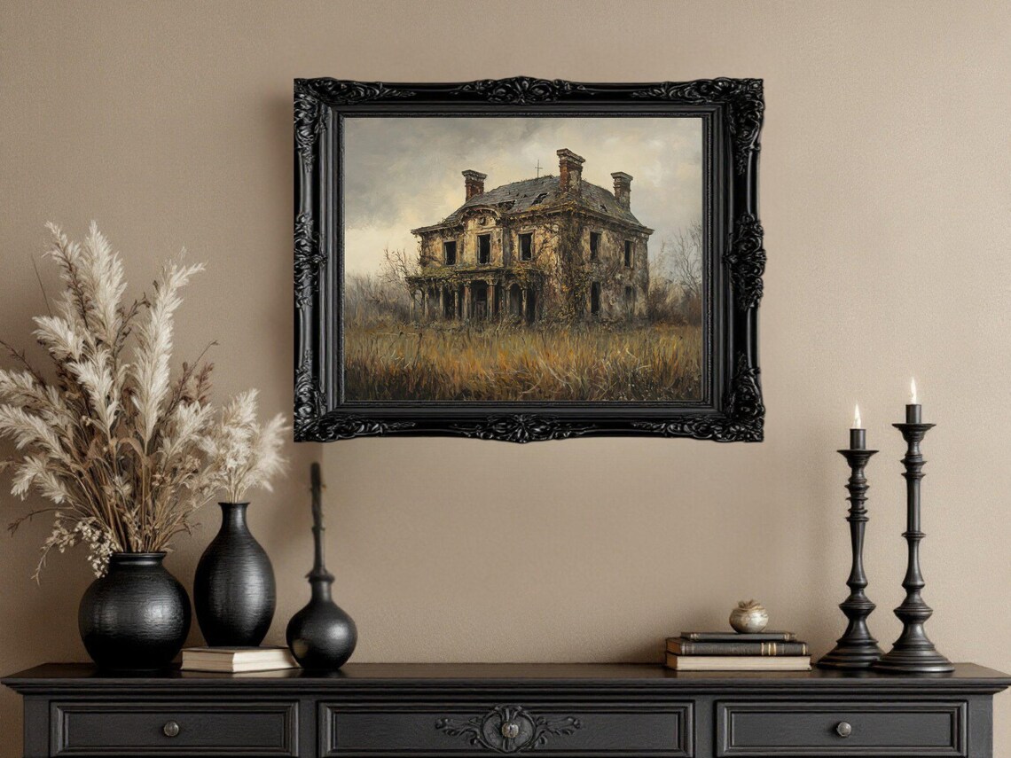 Vintage Haunted House Art Print, Spooky Gothic Mansion - Image 3