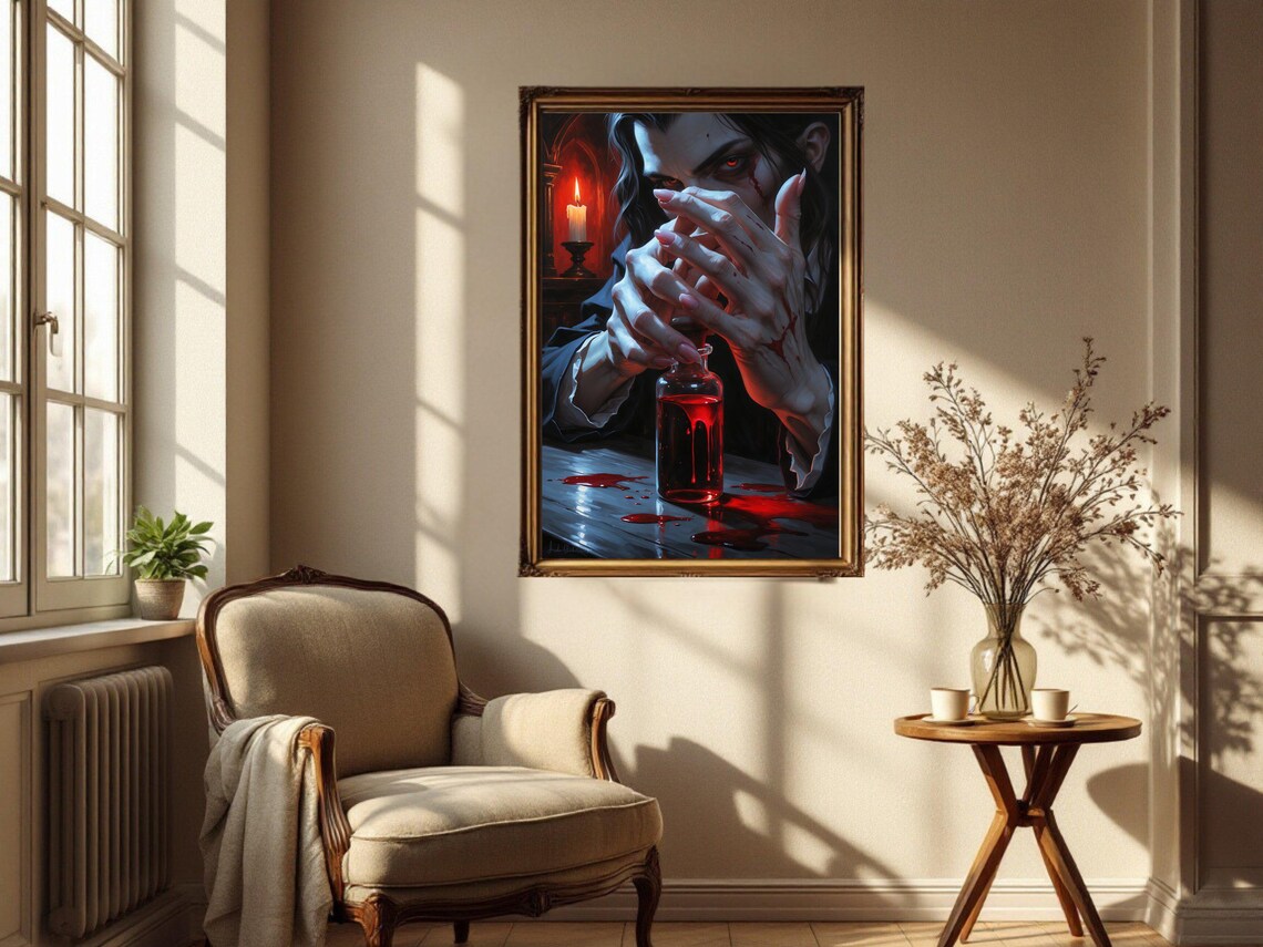 Gothic Vampire Art Print, Dark Fantasy Halloween - Image 2
