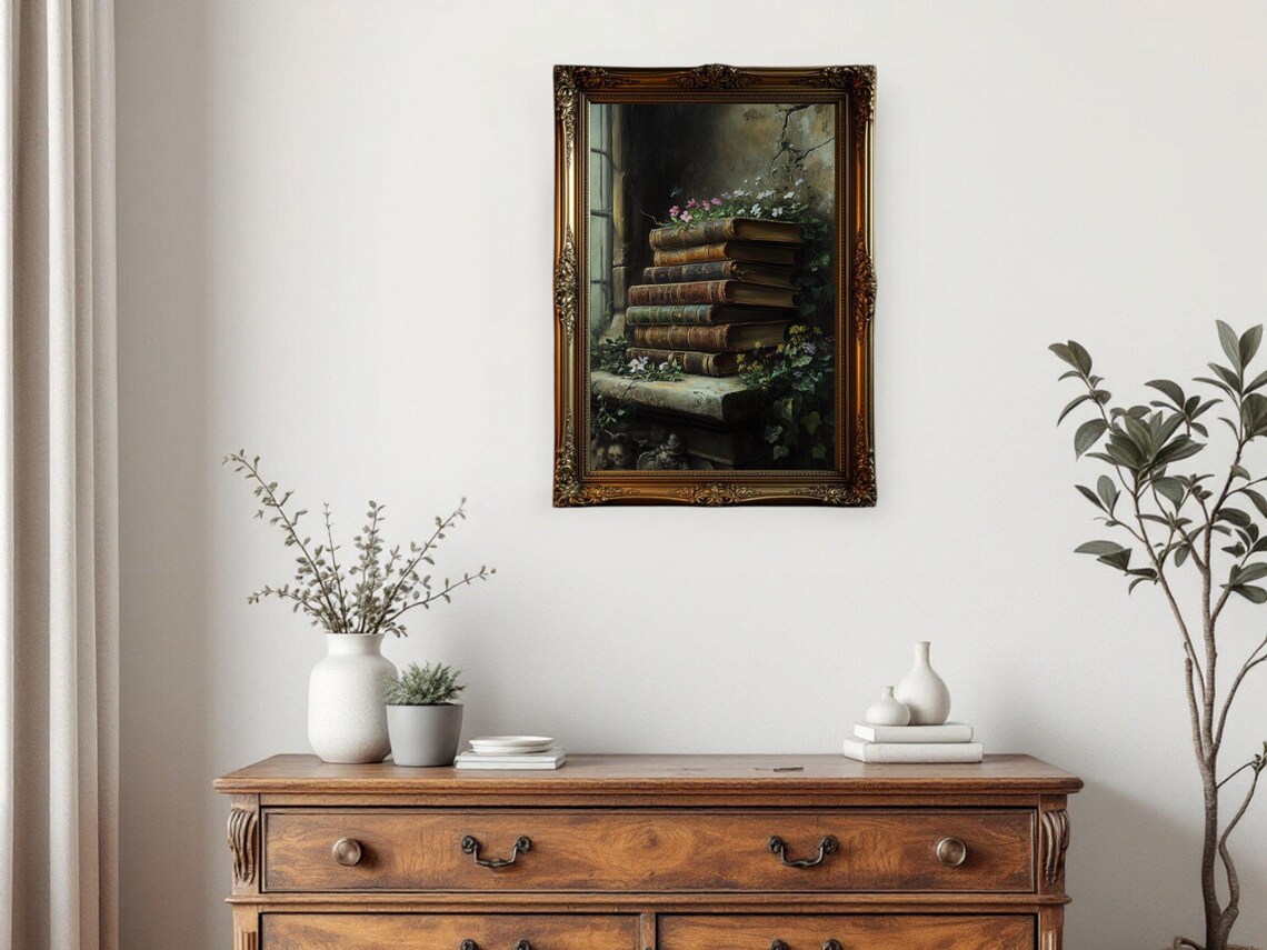 Vintage Books, Dark Academia Antique Book Stack