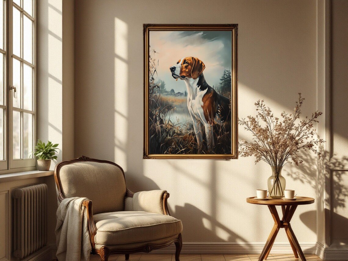 Beagle Dog Painting, Rustic Nature-Inspired Decor - Image 2