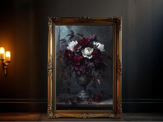 Dark Academia Still Life Floral, Gothic Decor