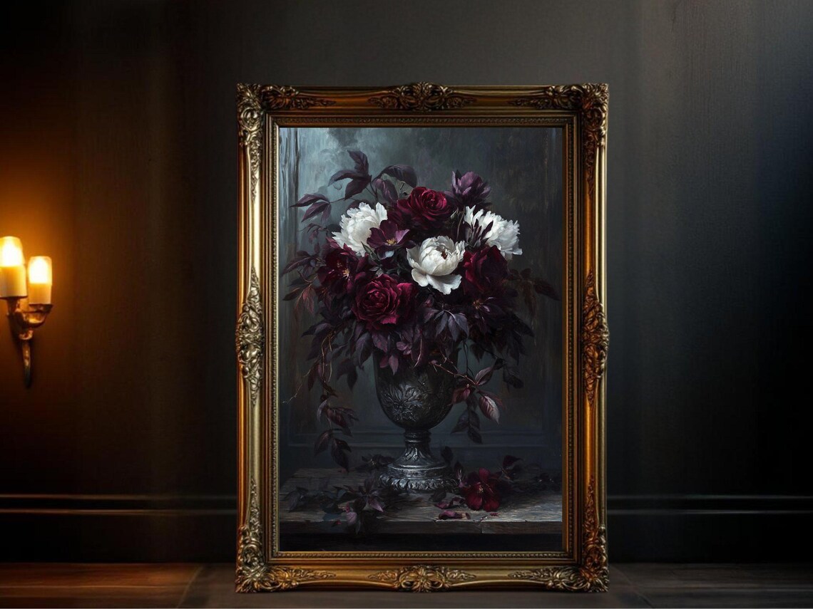 Dark Academia Still Life Floral, Gothic Decor