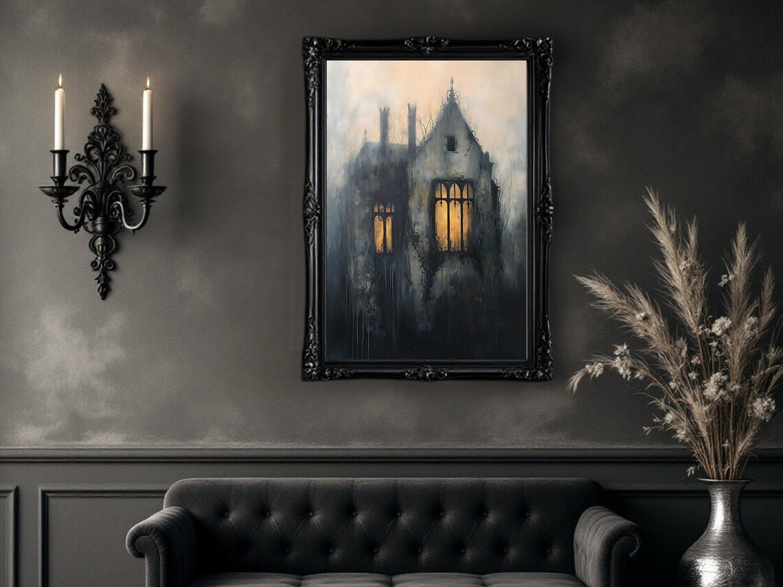 Haunted House Gothic Halloween Decor, Vintage Mansion - Image 2