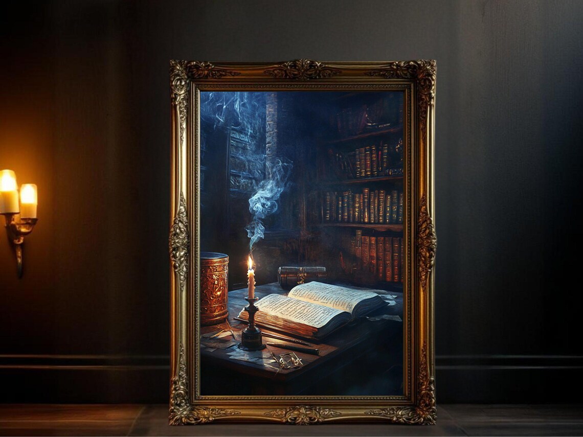 Dark Academia Vintage Library, Gothic Literature Print