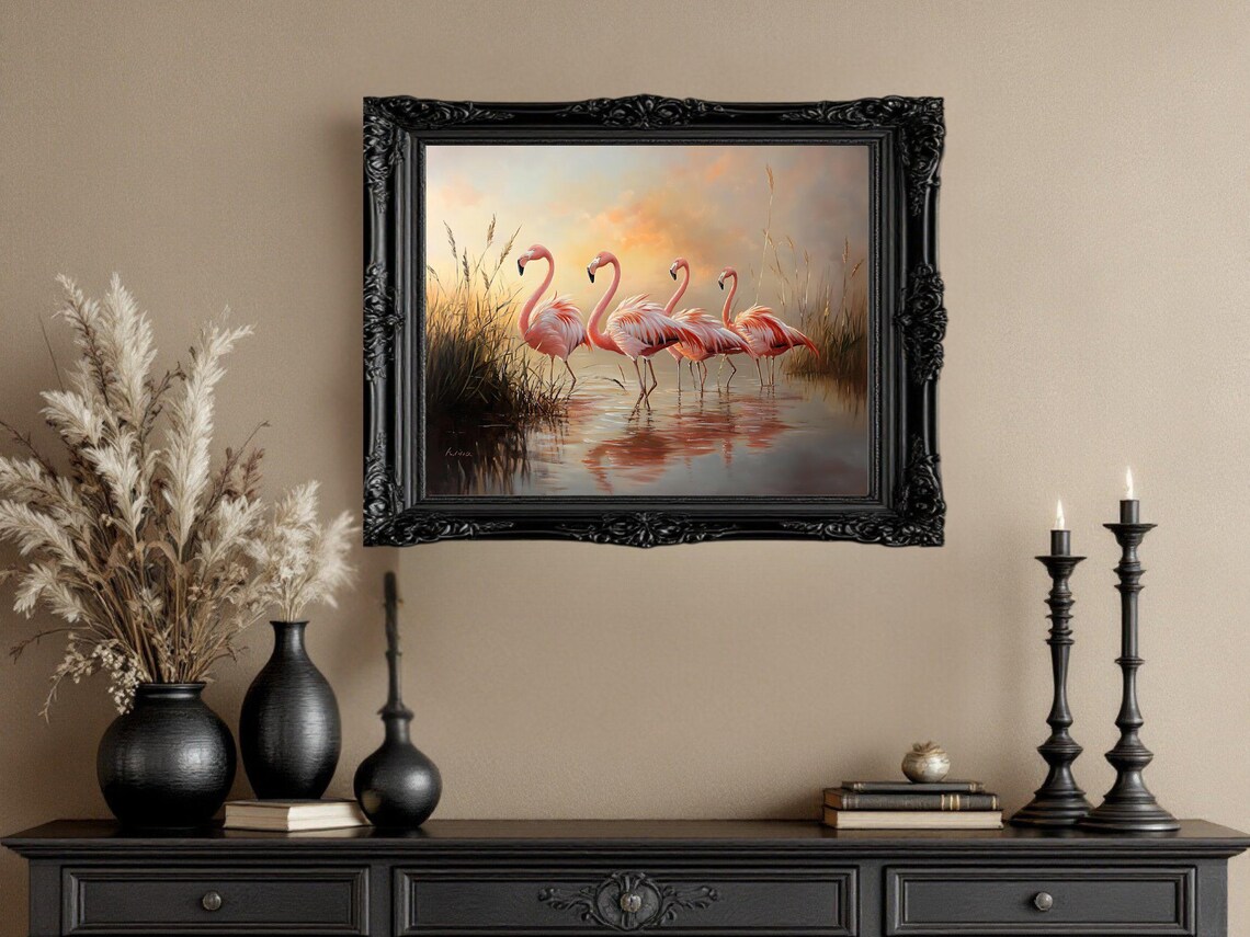 Flamingo Wall Art Print, Nature Bird Painting - Image 3