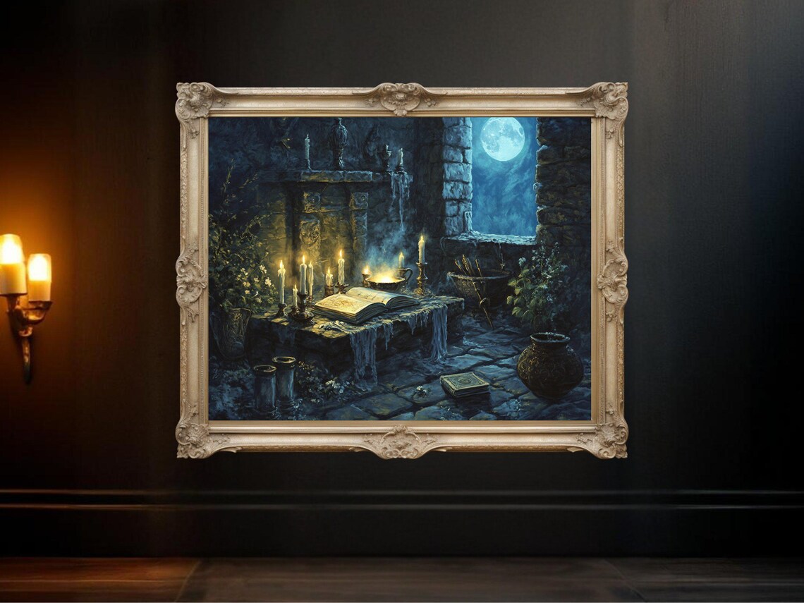 Enchanted Moonlit Night, Vintage Fantasy Scene