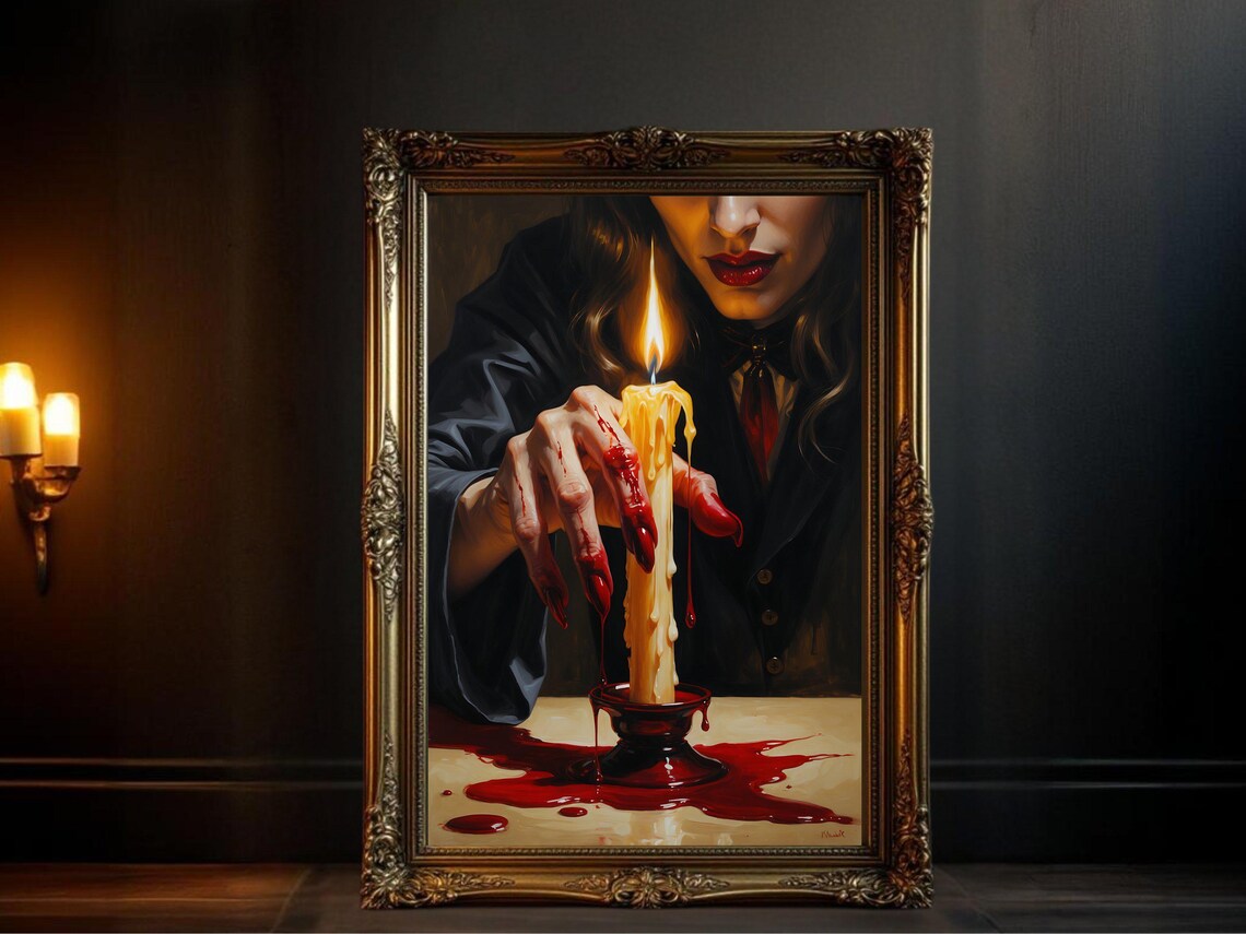 Gothic Candle Poster, Dark Surreal Horror