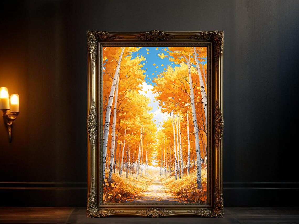 Autumn Golden Forest Path, Fall Landscape Poster