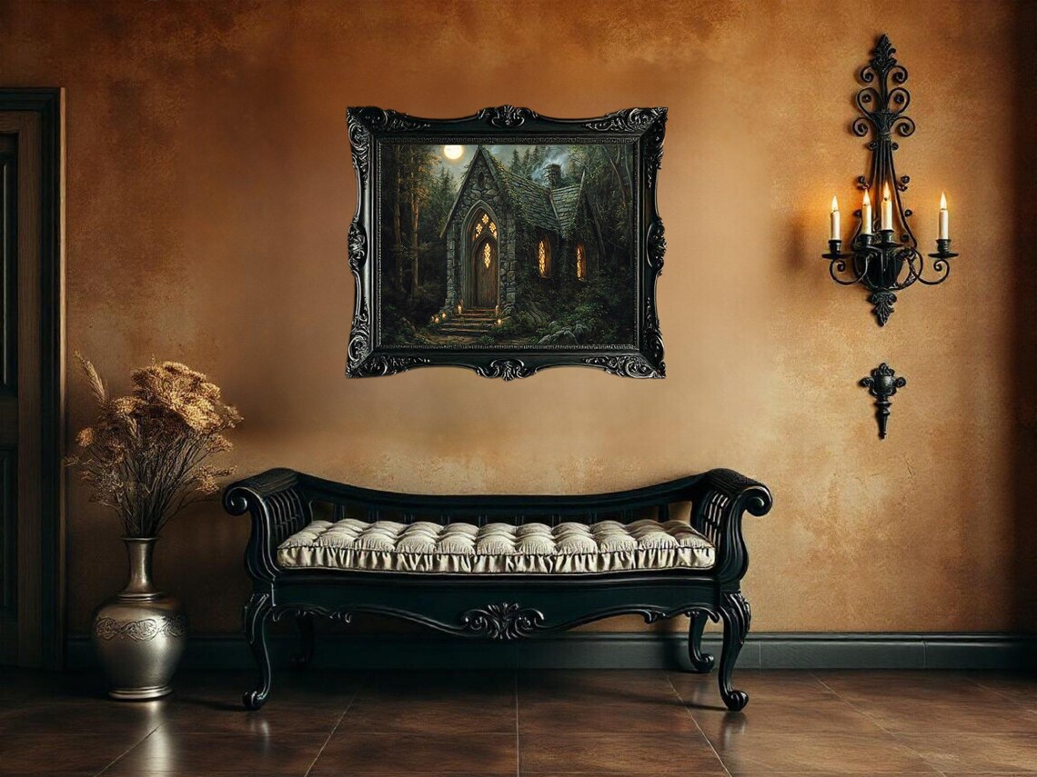 Enchanted Forest Cottage, Gothic Fantasy Art Print - Image 2