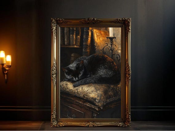 Black Cat, Vintage Gothic Cat Lover Gift