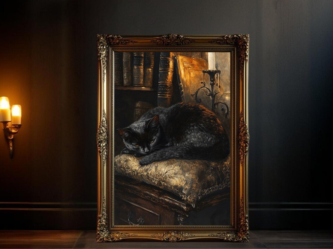 Black Cat, Vintage Gothic Cat Lover Gift