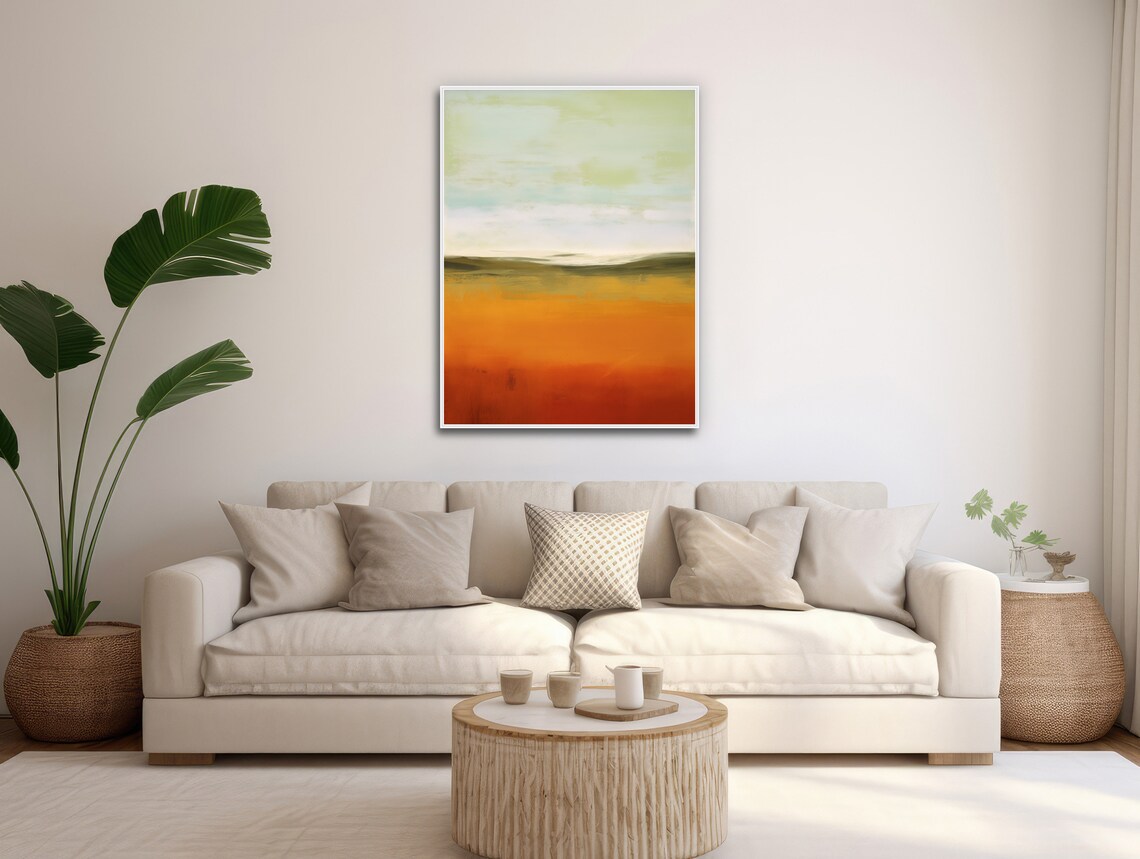Minimal Abstract Landscape Art Print, Modern Autumn Field - Image 3