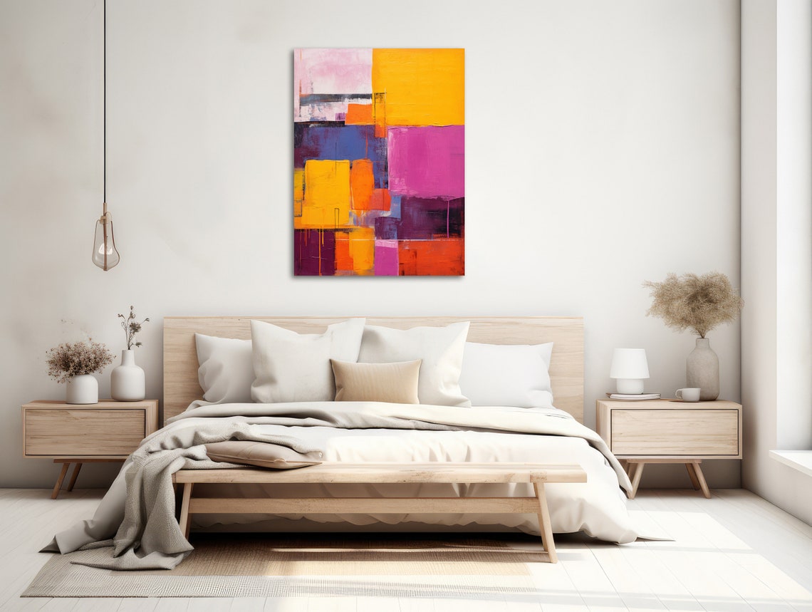 Bold Painterly Color Blocks Yellow Pink Magenta Abstract Art Poster - Image 2