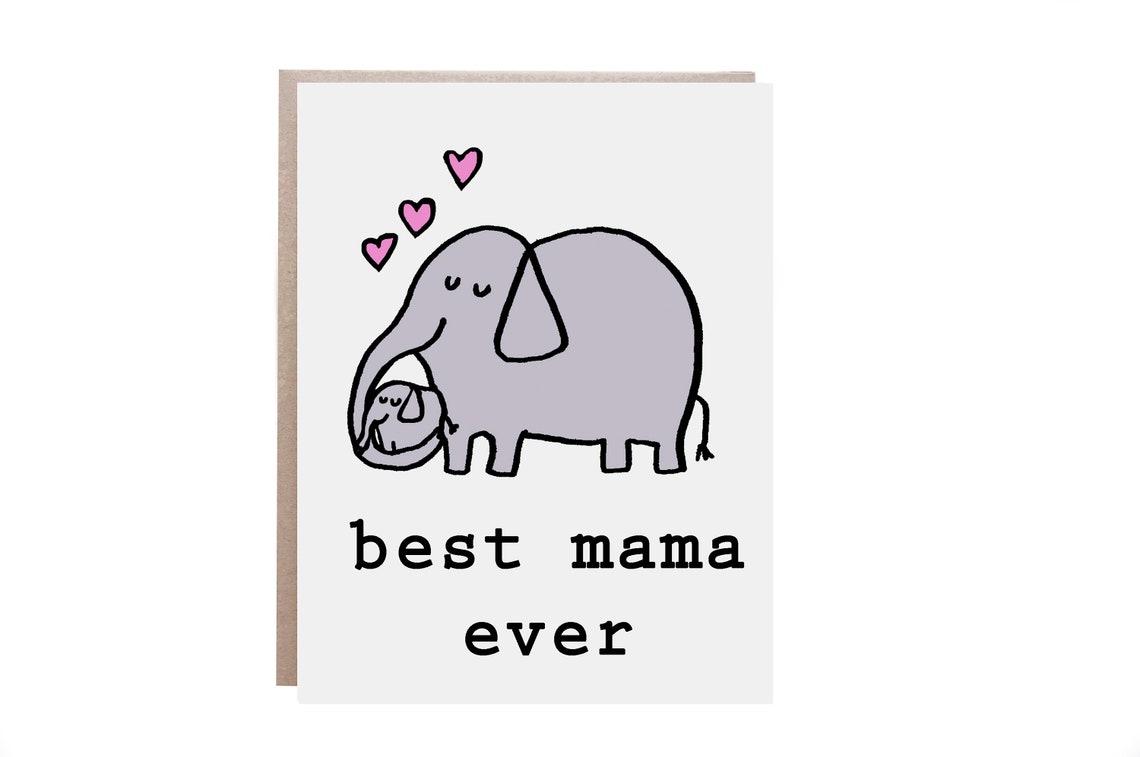 Best Mama Ever Elephant and Baby Cute Mother's Day Card Poster