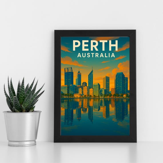 Perth Print Artwork L Australia Oceania Custom Poster Postcard Framed Greeting Card Portrait