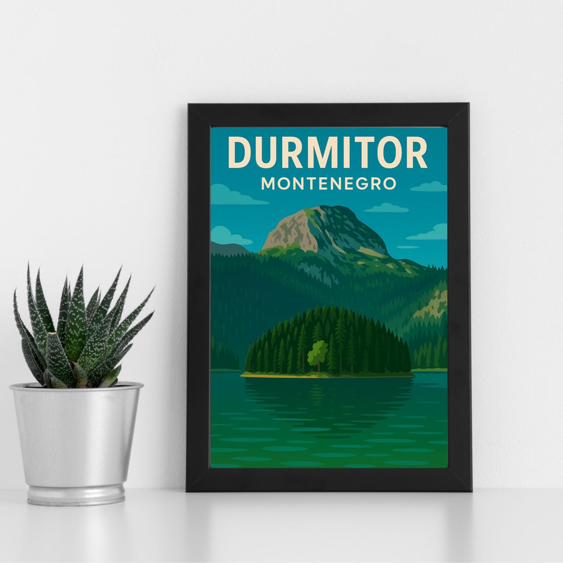 Durmitor Montenegro Alpine Mountain Lake Retro Travel Poster